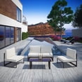 thumbnail image 1 of Modway Fortuna 5 Piece Outdoor Patio Sectional Sofa Set in Brown White, 1 of 7