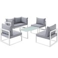 thumbnail image 1 of Modway Fortuna 6 Piece Outdoor Patio Sectional Sofa Set in White Gray, 1 of 9
