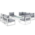 thumbnail image 1 of Modway Fortuna 8-Piece Aluminum Fabric Patio Sectional Sofa Set - White/Gray, 1 of 9