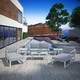 thumbnail image 1 of Modway Fortuna 9-Piece Aluminum Fabric Patio Sectional Sofa Set - White/Gray, 1 of 9