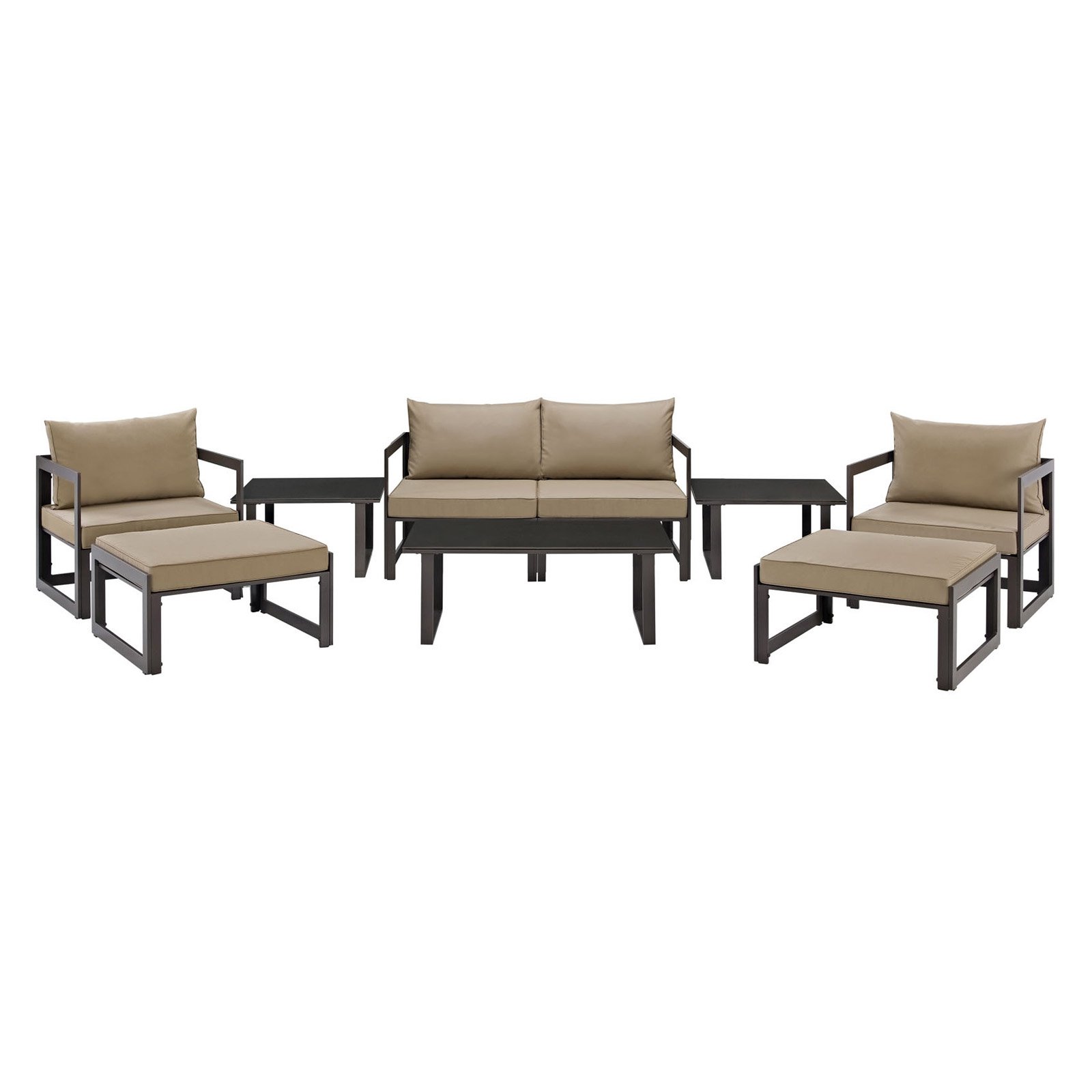 Modway Fortuna 9 Piece Patio Sectional Sofa Set