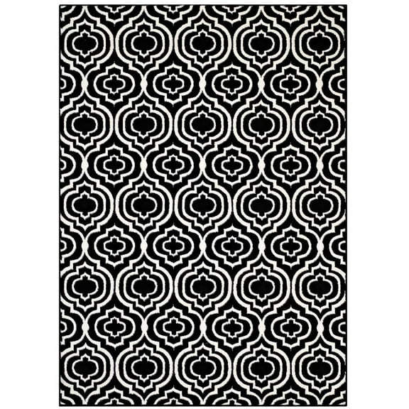 Modway Frame Transitional Moroccan Trellis 5x8 Area Rug in Black and White