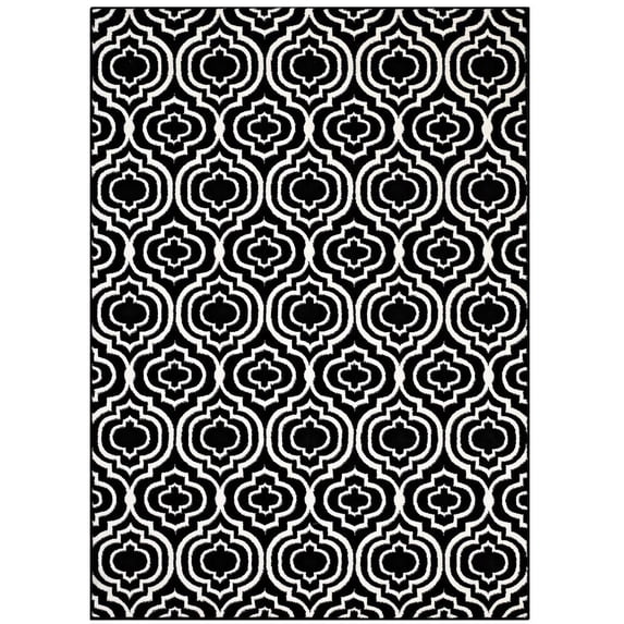 Modway Frame Transitional Moroccan Trellis 5x8 Area Rug in Black and White