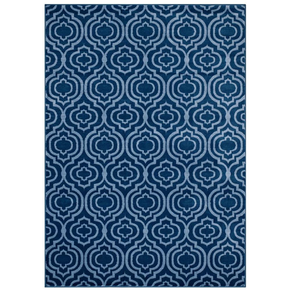 Moroccan Blue and Light Blue Trellis 8' x 10' Synthetic Area Rug