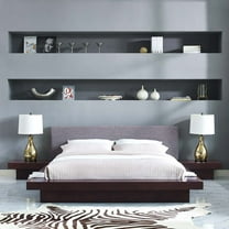 Modway Freja 3 Piece Queen Fabric Bedroom Set in Cappuccino Gray