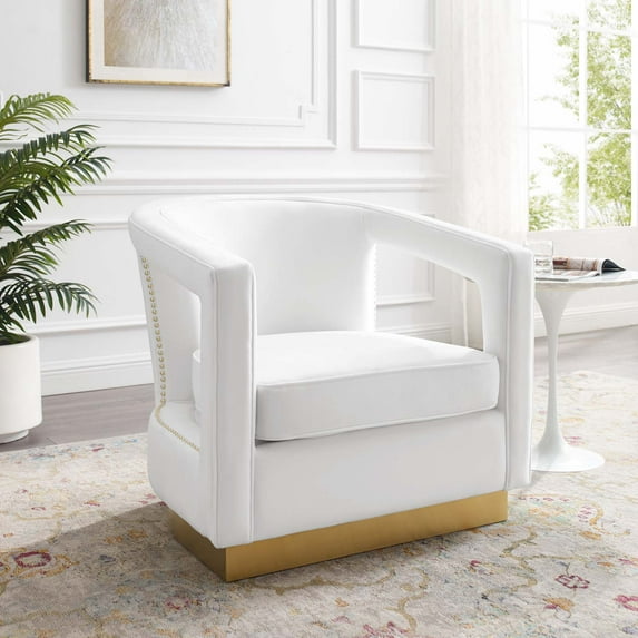 Modway Frolick Performance Velvet Armchair in White