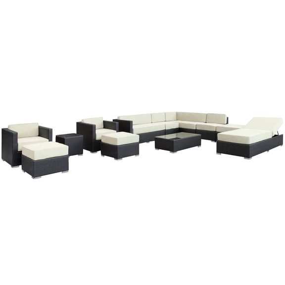 Modway Fusion 12 Piece Sectional Set in Espresso White