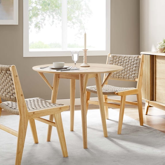 Modway Gallant 36" Round Wood Dining Table with Tapered Legs in Oak