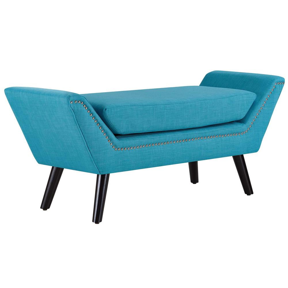 Gambol Pure Water 47'' Upholstered Fabric Bench with Silver Accents