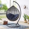 thumbnail image 1 of Modway Garner Teardrop Outdoor Patio Swing Chair with Stand in Gray/Navy, 1 of 6