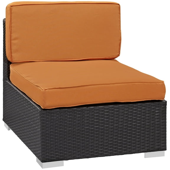 Modway Gather Armless Outdoor Patio Sectional in Espresso Orange by Modway