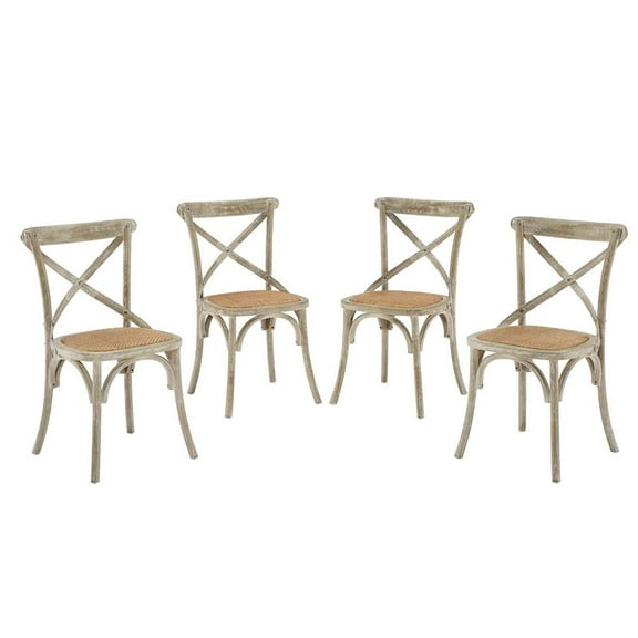 Modway Gear Dining Side Chair Set of 4 in Gray