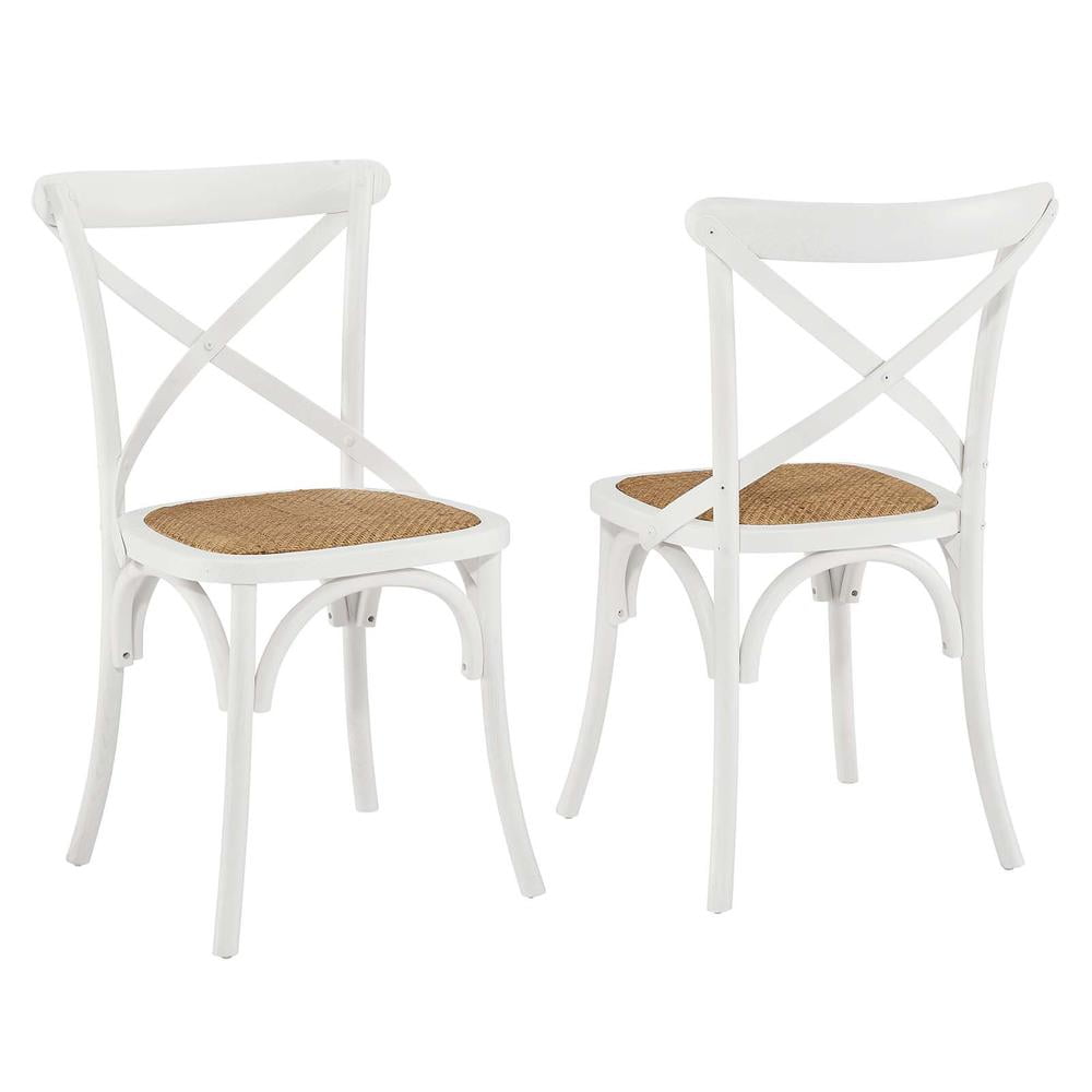 High Cross Back White Wood Side Chair