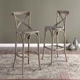thumbnail image 1 of Modway Gear 43.5" Modern Style Elm Wood X-brace Back Bar Stool in Gray Finish, 1 of 10