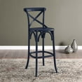 thumbnail image 1 of Modway Gear 43.5" Modern Style Elm Wood Bar Stool in Midnight Blue Finish, 1 of 8