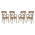 thumbnail image 1 of Modway Gear 18.5" Modern Rattan and Wood Dining Armchair in Walnut (Set of 4), 1 of 5