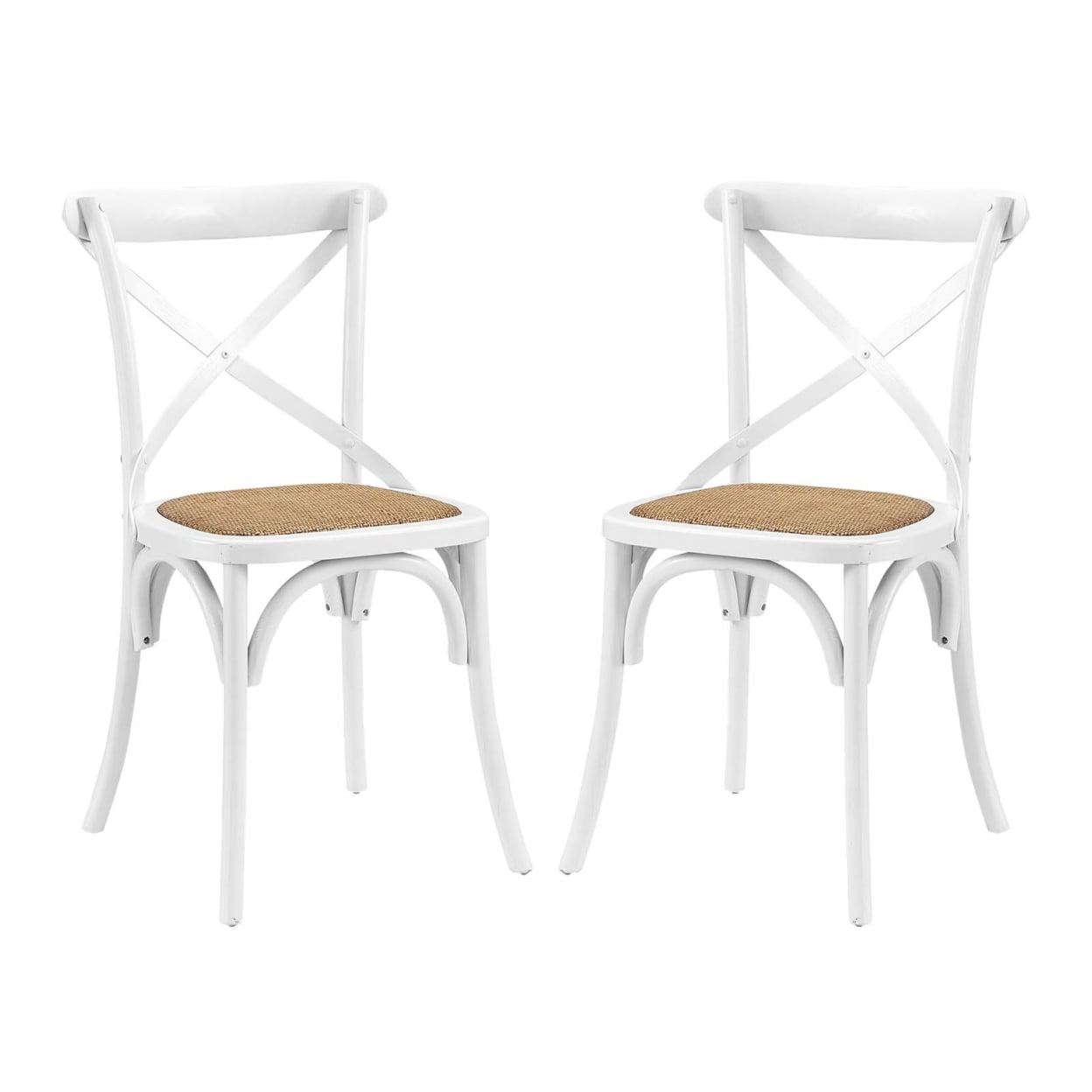 High Cross Back White Wood Side Chair