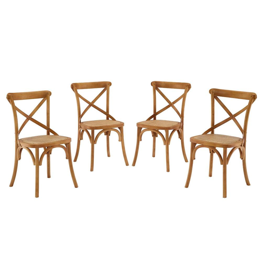 Country Charm Walnut Wood Cross Back Side Chair
