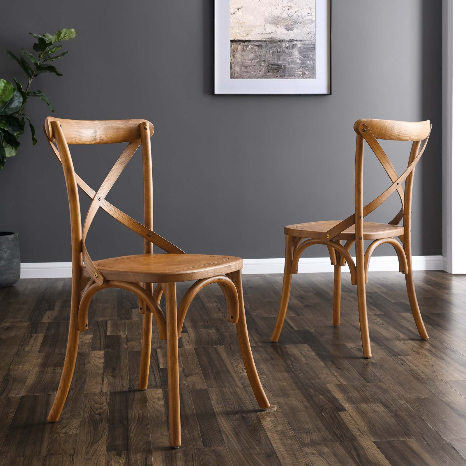 Walnut High Cross Back Upholstered Side Chair