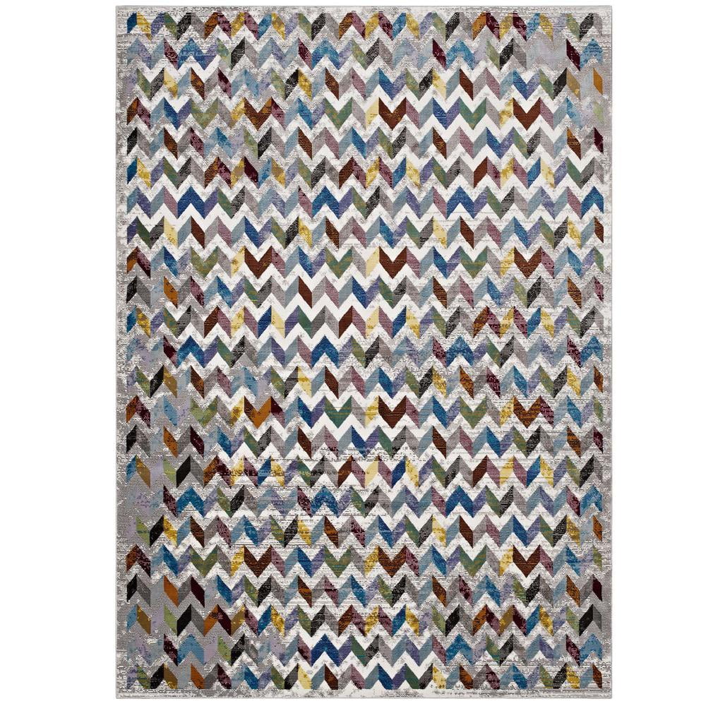Gemma Blue Geometric Synthetic 4' x 6' Area Rug