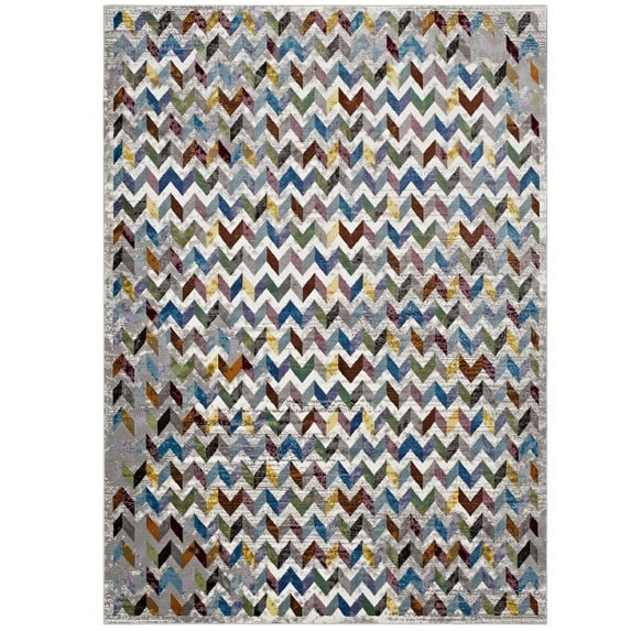 Modway Gemma Chevron Mosaic 5x8 Area Rug in Multicolored