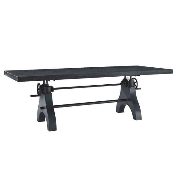Modway Genuine 96" Adjustable Height Wood Dining/Conference Table in Black