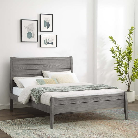 Modway Georgia Full Wood Platform Bed in Gray