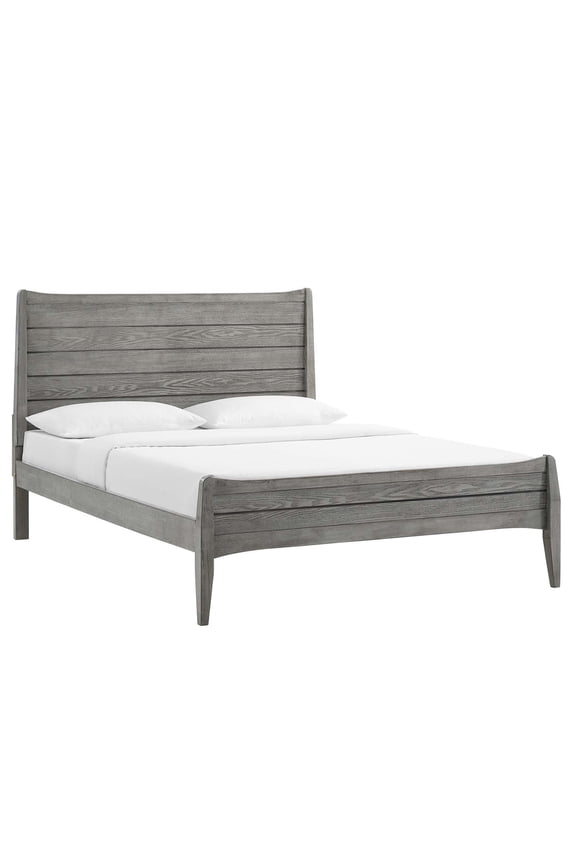 Georgia Queen Rubberwood and MDF Wood Platform Bed in Gray