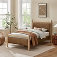 thumbnail image 1 of Ginny Twin Size Vegan Leather Platform Bed Frame in Light Oak Canyon, 1 of 10