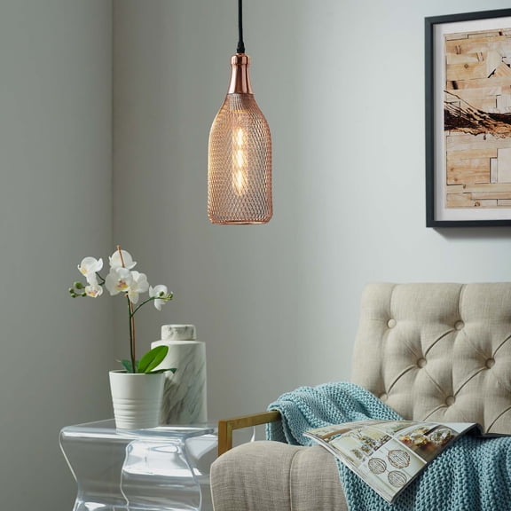 Modway Glimmer Bottle-Shaped Rose Gold Pendant Light