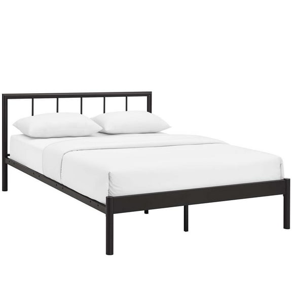 Modway Gwen Powder Coated Sturdy Steel Full Bed Frame in Brown