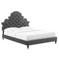 thumbnail image 1 of Modway Gwyneth Performance Velvet Queen Platform Bed in Charcoal, 1 of 10