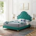 thumbnail image 1 of Modway Gwyneth Tufted Performance Velvet Full Platform Bed in Teal, 1 of 10