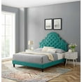 thumbnail image 1 of Modway Gwyneth Tufted Performance Velvet Queen Platform Bed in Teal, 1 of 10