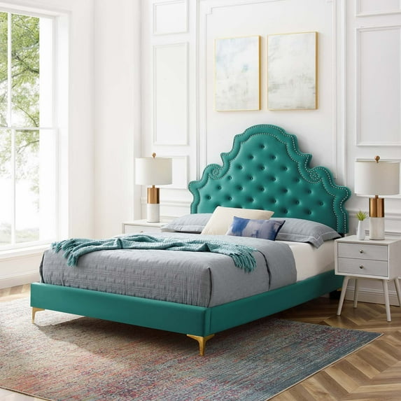 Modway Gwyneth Tufted Performance Velvet Twin Platform Bed, Multiple Colors
