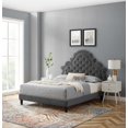 thumbnail image 1 of Modway Gwyneth Tufted Performance Velvet Twin Platform Bed in Charcoal, 1 of 10