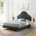 thumbnail image 1 of Modway Gwyneth Tufted Performance Velvet Twin Platform Bed in Charcoal, 1 of 10