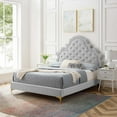 thumbnail image 1 of Modway Gwyneth Tufted Performance Velvet Twin Platform Bed in Light Gray, 1 of 10