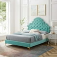 thumbnail image 1 of Modway Gwyneth Tufted Performance Velvet Twin Platform Bed in Mint, 1 of 10