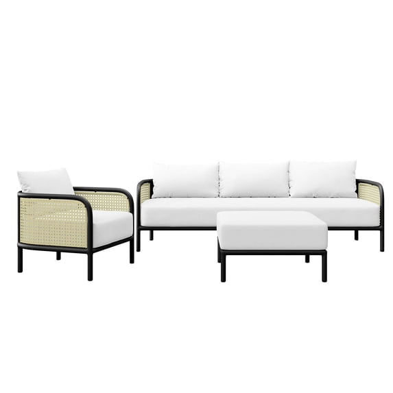 Modway Hanalei 3-Piece Outdoor Patio Furniture Set in Ivory White