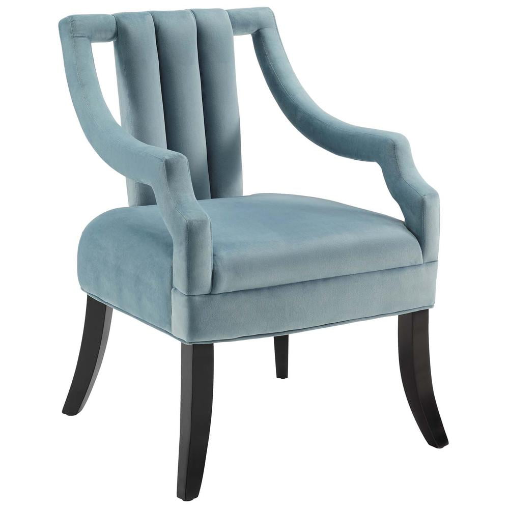 Light Blue Velvet Accent Chair with Black Birch Legs