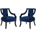 thumbnail image 1 of Modway Harken Performance Velvet Upholstered Accent Arm Chair in Navy (Set of 2), 1 of 7