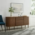 thumbnail image 1 of Harlan 67" Fluted Oval Sideboard Cabinet in Walnut, 1 of 9