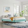 thumbnail image 1 of Modway Harlow Twin Performance Velvet Platform Bed Frame in Mint, 1 of 6