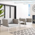 thumbnail image 1 of Modway Harmony 3-Piece  Sunbrella® Basket Weave Outdoor Patio Aluminum Seating Set in Tan Gray, 1 of 10