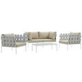thumbnail image 1 of Modway Harmony 5  Piece Outdoor Patio Aluminum Sectional Sofa Set in White Beige, 1 of 8
