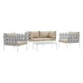 thumbnail image 1 of Modway Harmony 5 Piece Outdoor Patio Aluminum Sectional Sofa Set in White Beige, 1 of 9