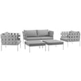 thumbnail image 1 of Modway Harmony 5 Piece Outdoor Patio Aluminum Sectional Sofa Set in White Gray, 1 of 7