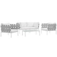 thumbnail image 1 of Modway Harmony 5  Piece Outdoor Patio Aluminum Sectional Sofa Set in White White, 1 of 8