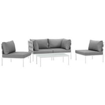 Modway Harmony 5 Piece Outdoor Patio Aluminum Sectional Sofa Set in White Gray